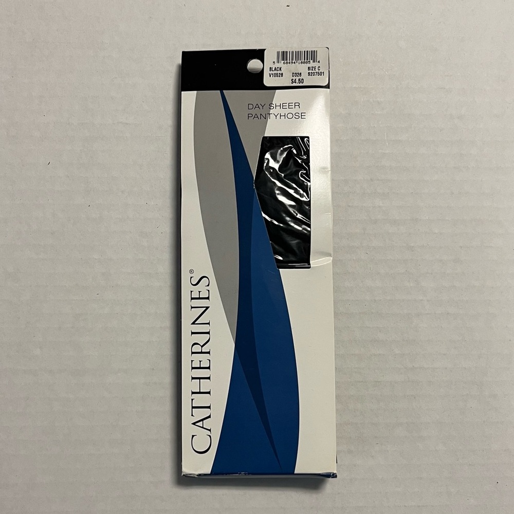 Catherine’s Day Sheer Pantyhose in Black Sz C (Plus, 3X) NIB Sandalfoot